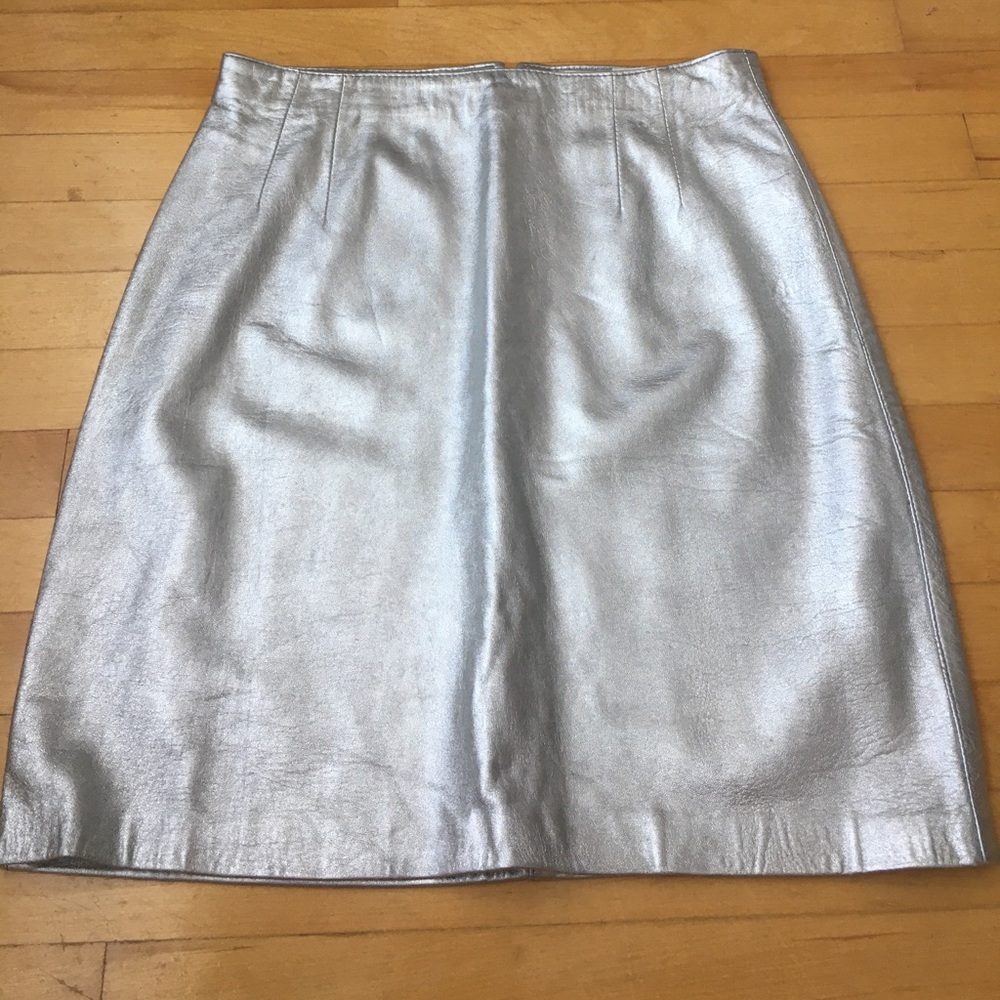 Vintage Silver Metallic Leather Mini Skirt
